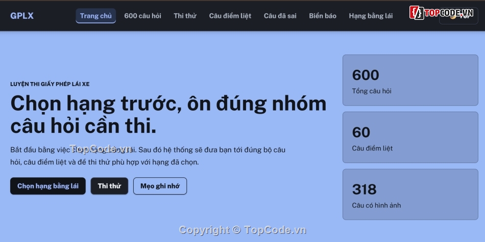 ôn thi GPLX,ReactJS,NodeJS,MongoDB,website,Source website